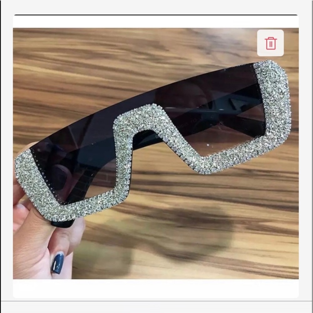 Black Sunglasses With Silver Rhinestones
